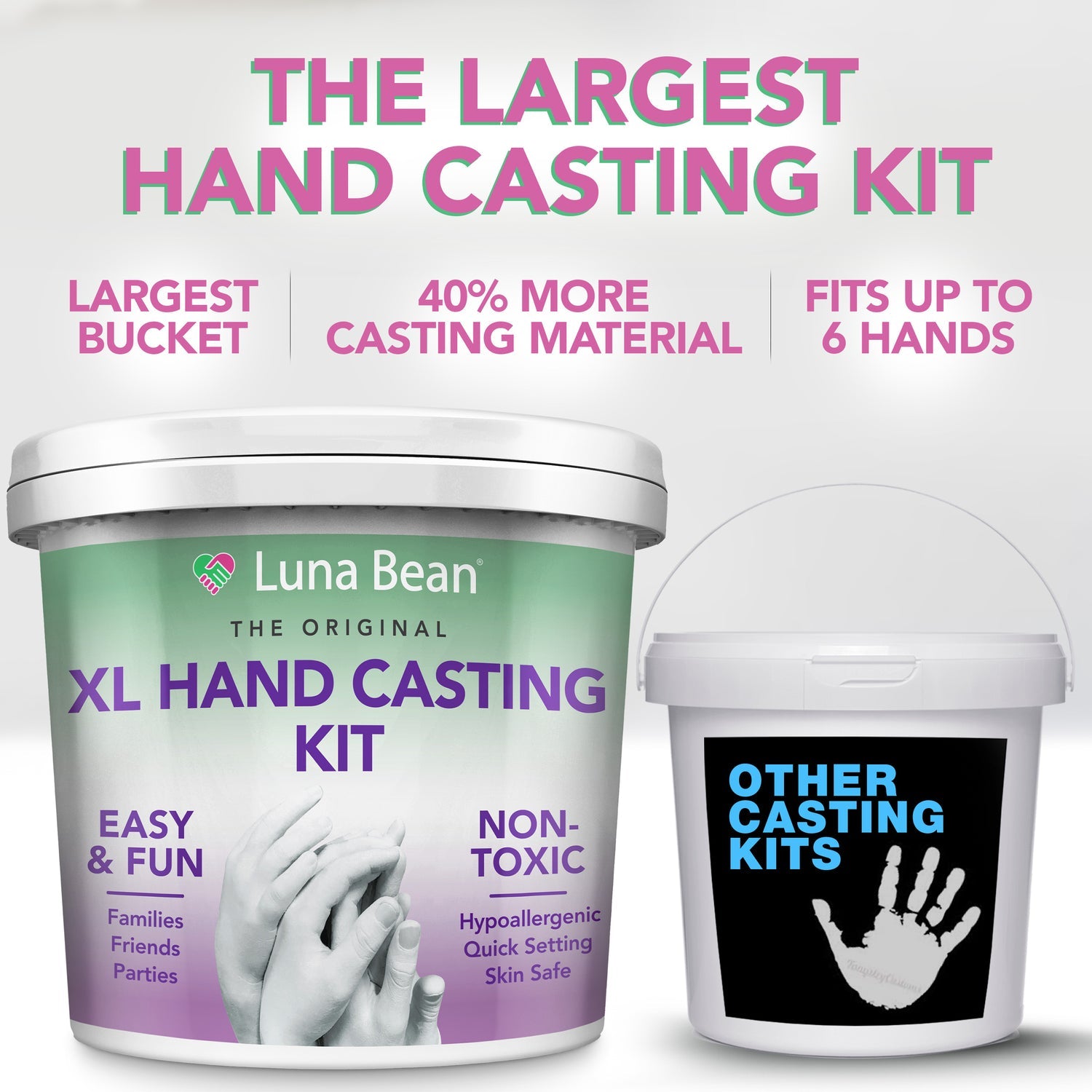 Luna Bean Luna Bean XL Family Hand Casting Kit – Perfect Gift and Activity for Couples, Families, & Friends
